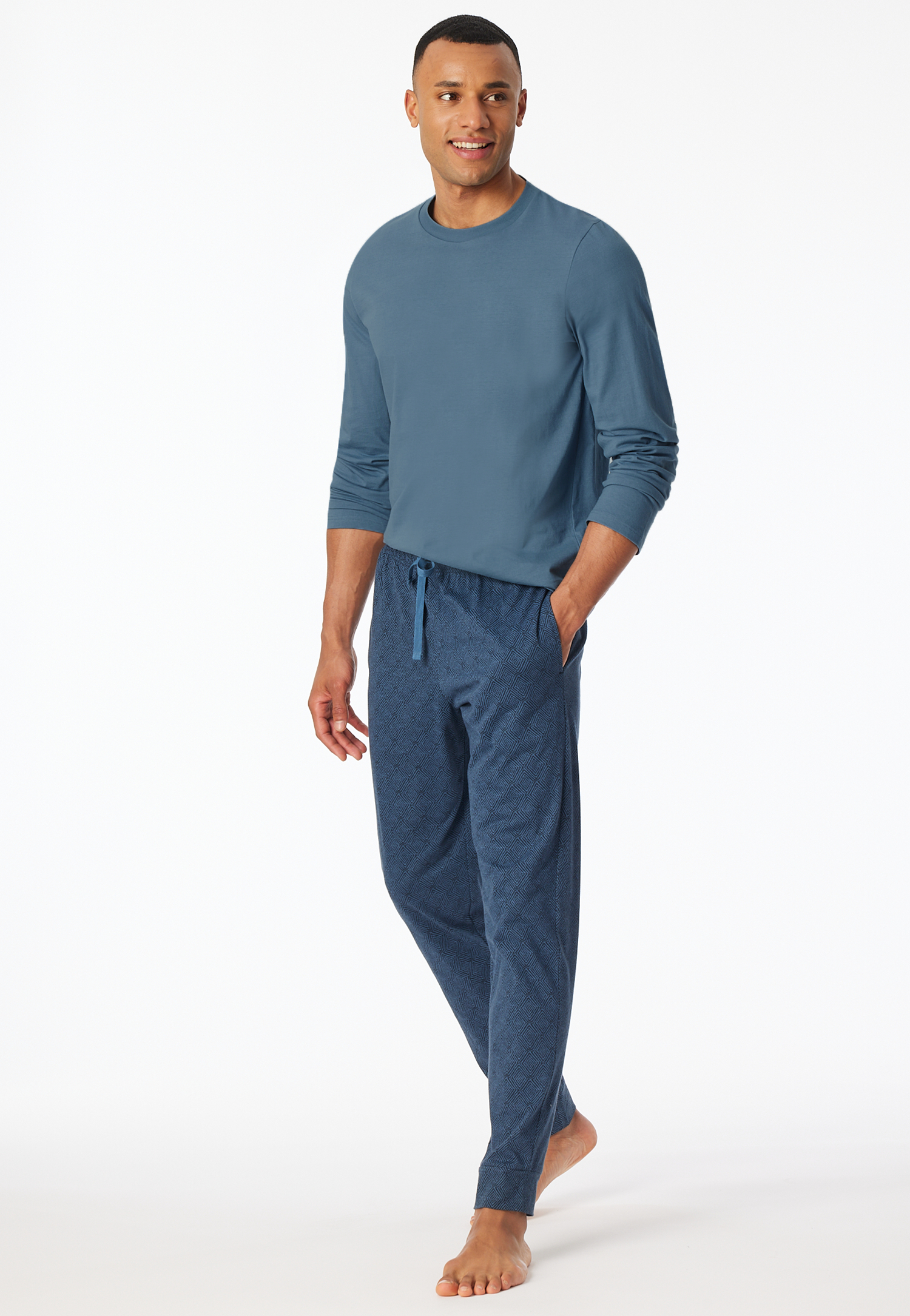 Bild von Hose lang Jersey Bündchen atlantikblau gemustert - Mix+Relax 56
