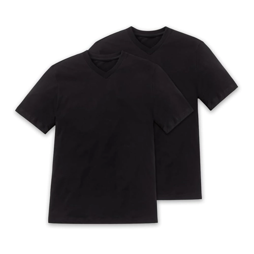 Bild von Shirt kurzarm Jersey 2er-Pack V-Ausschnitt schwarz - American T-Shirt XL
