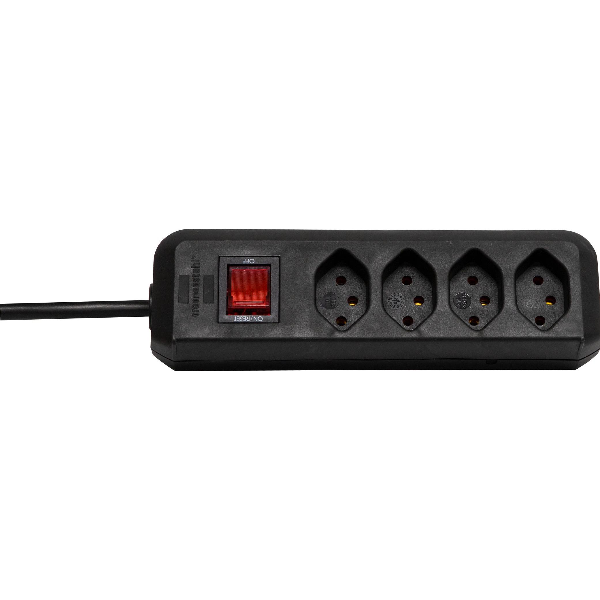 Bild von Brennenstuhl Steckerleiste Clever-Line 4x Schweizer Steckdose Typ J (T13) - Schweizer Stecker Typ J (T12) Schwarz 1.5m (1159462714)