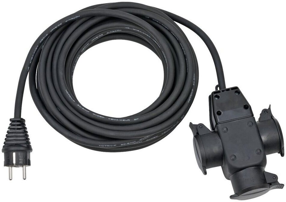 Bild von Brennenstuhl Baustellen-Verlängerungskabel mit 3-Fach Gummikupplung IP44 (10m, mit integrierter Vorrichtung zum Befestigen, Gebrauch im Innen- und Außenbereich)