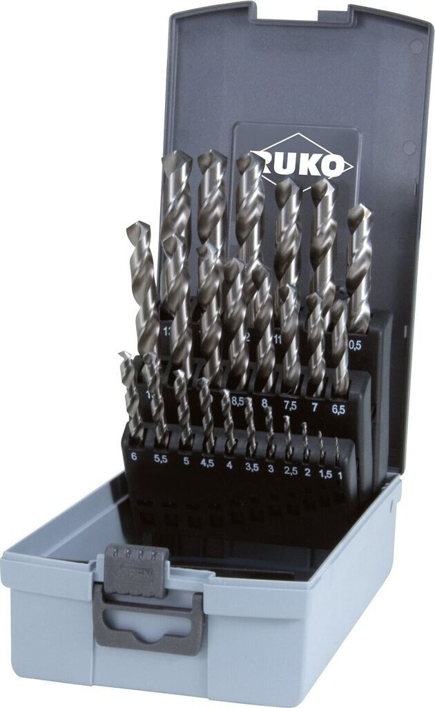 Bild von Ruko, Bohrereinsatz, Metall Spiralbohrer Set HSSE Co 5 25teilig DIN 338 Zylinderschaft 1 (1 mm - 13 mm x 0,5 mm)