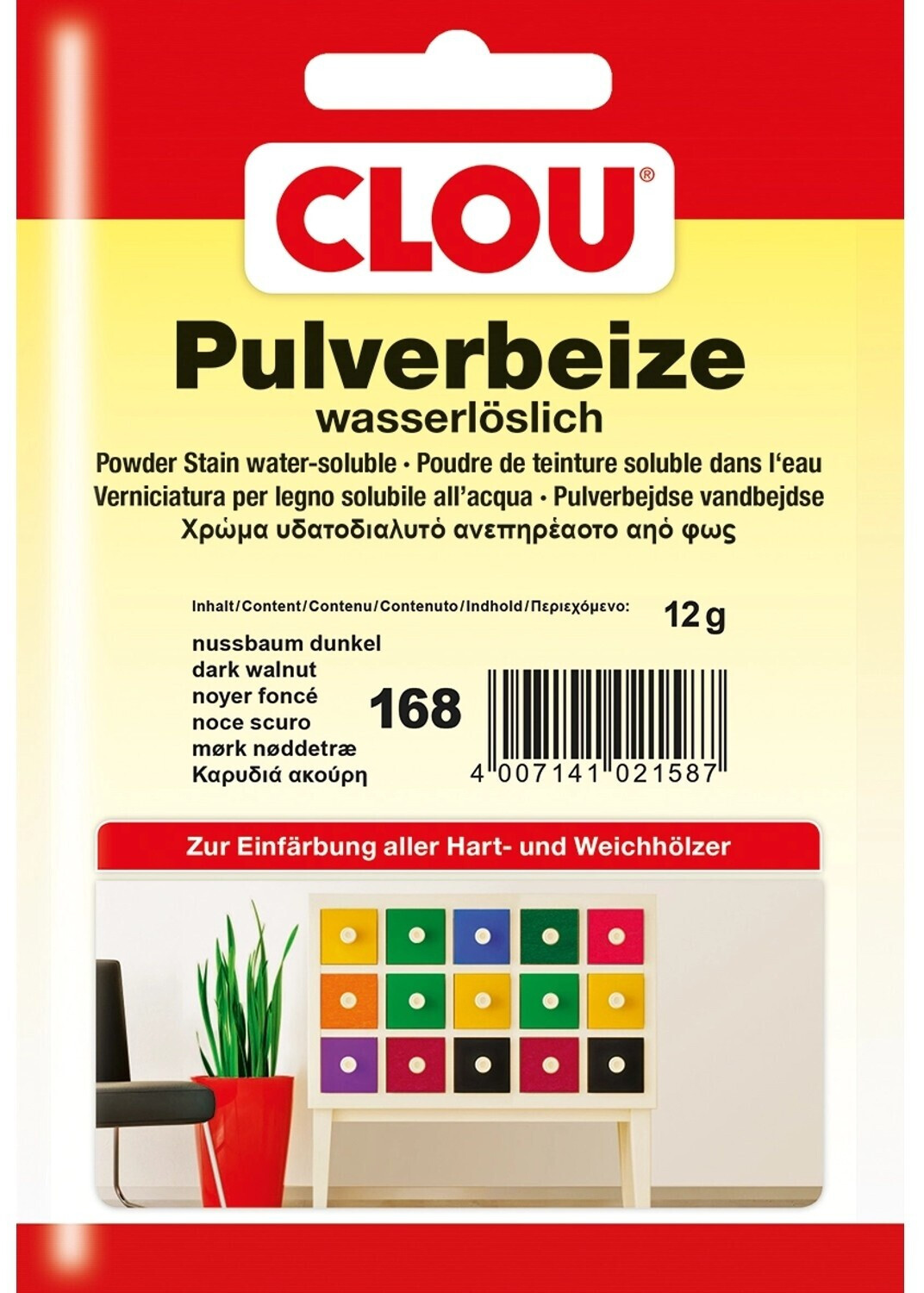 Bild von Clou, Holzschutz + Holzpflege, Wasserbeize 168 (Nussbaum dunkel)