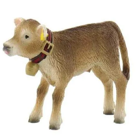 Bild von Bullyland 62754 - Spielfigur Alpenkalb mit Kuhglocke, ca. 6,2 cm große Tierfigur, detailgetreu, PVC-frei, ideal als kleines Geschenk für Kinder ab 3 Jahren