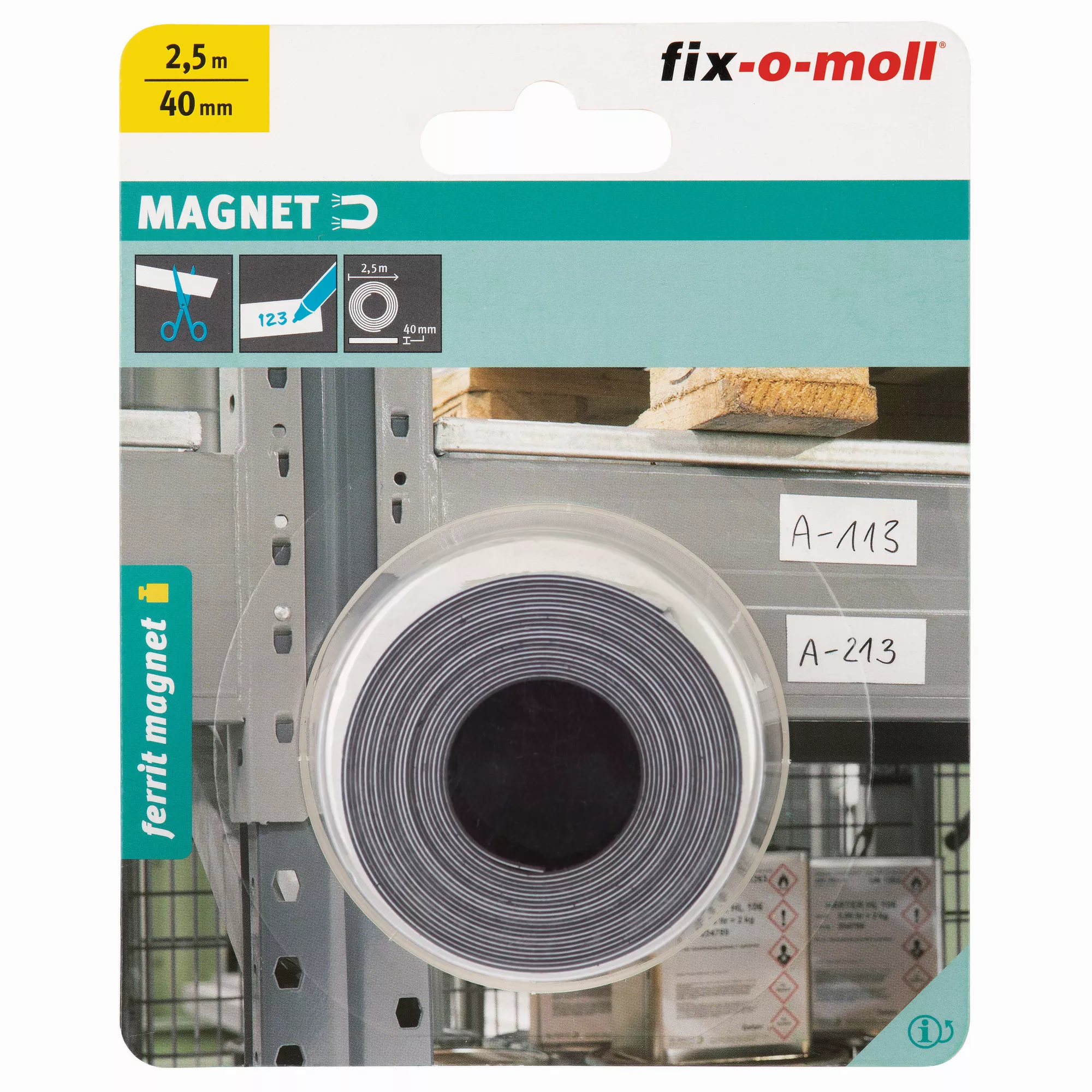Bild von Fix-o-moll Magnetband weiß beschriftbar 250 x 4 cm