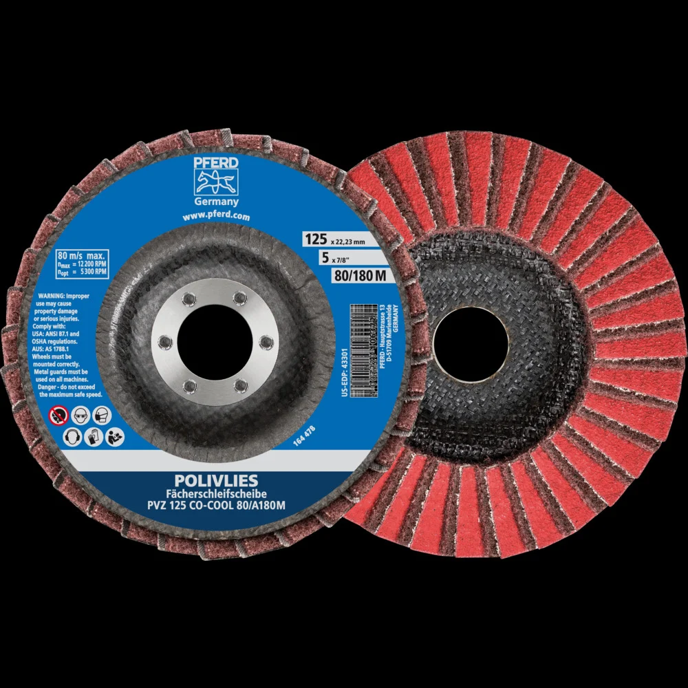 Bild von Pferd 44695102 Polivlies Schleifscheibe Fächerscheibe PVZ - Ø 115 mm, Breite: 18 mm, Bohrungsdurchmesser: 22,23