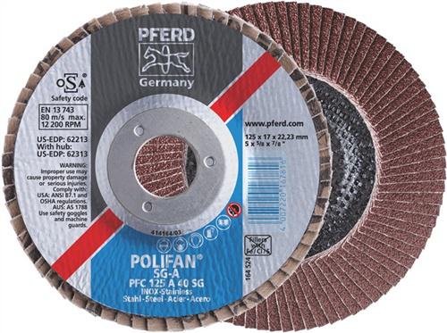 Bild von Pferd, Schleifmittel, Fächerscheibe POLIFAN A SG STEELOX Ø 125 mm Körnung A-80 konisch INOX Normalkorund (80)