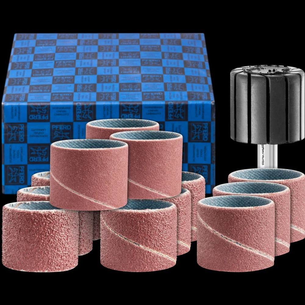 Bild von PFERD Schleifhülsen-Set, 13-tlg. | Korund Ø22x20mm A 60, 80, 150, 240 inkl. Halter mit Schaft-ø 6mm | 42298003 - für universelle Anwendungen