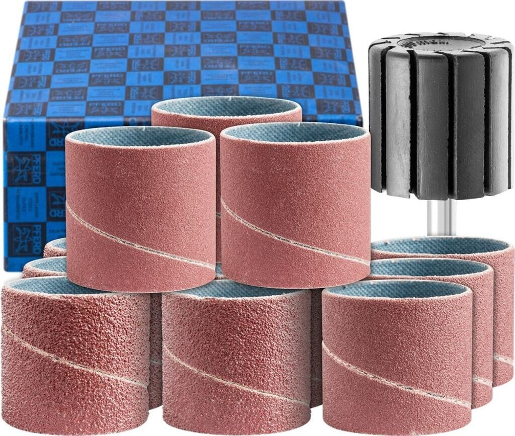 Bild von PFERD Schleifhülsen-Set, 13-tlg. | Korund Ø30x30mm A40, 60, 80, 150 inkl. Halter mit Schaft-ø 6mm | 42298004 - für universelle Anwendungen
