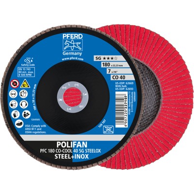 Bild von PFERD 67760485PFC 180 CO-COOL 40 SG STEELOX Fächerschleifscheibe Durchmesser 180mm Bohrungs-Ø 22.2