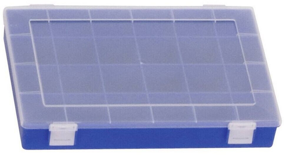 Bild von hünersdorff Sortimentskasten PP-Classic mit 24 Fächern | stabile Sortierbox für Schrauben und andere Kleinteile | feste Facheinteilung | 22,5 x 33,5 x 5,5 cm, blau