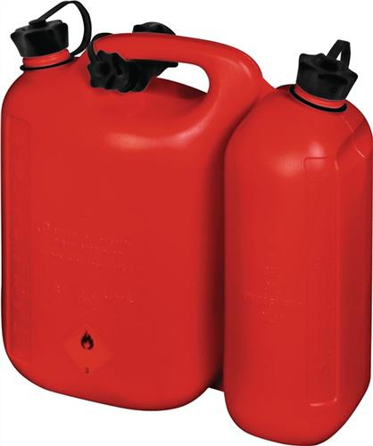 Bild von hünersdorff ECO Doppelkanister / Kombikanister für Kraftstoff und Öl mit zwei Einfüllsystemen, 5,5 + 3 Liter, UN-Zulassung, Made in Germany, rot