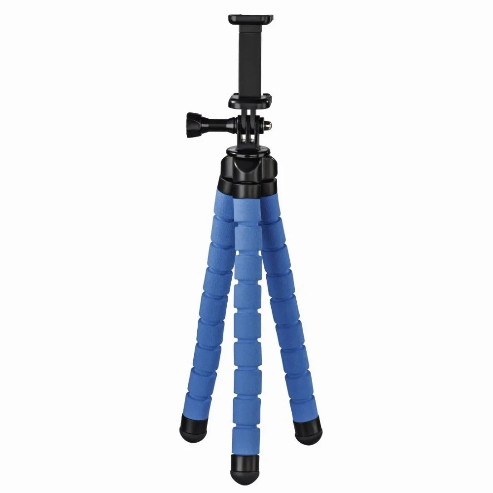 Bild von Hama Flex Flexibles Mini-Stativ 26cm Tripod Blau Kamerastativ (Beine mit 360°-Biegung Smartphone-Halterung und für GoPro ActionCam)