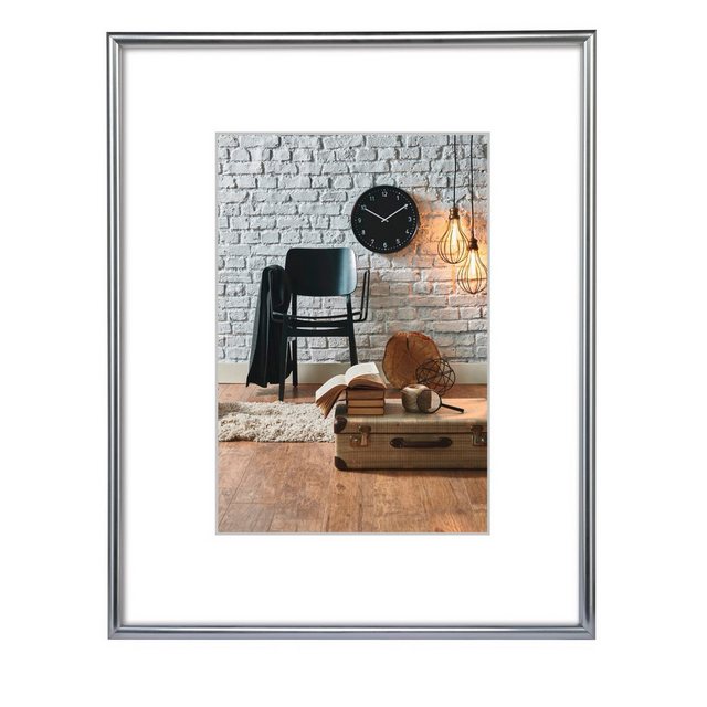 Bild von HAMA Bilderrahmen "Bilderrahmen, Kunststoffrahmen "Sevilla" bruchsicher aus Polystyrol", silber (silbermatt), Ø, Bilderrahmen