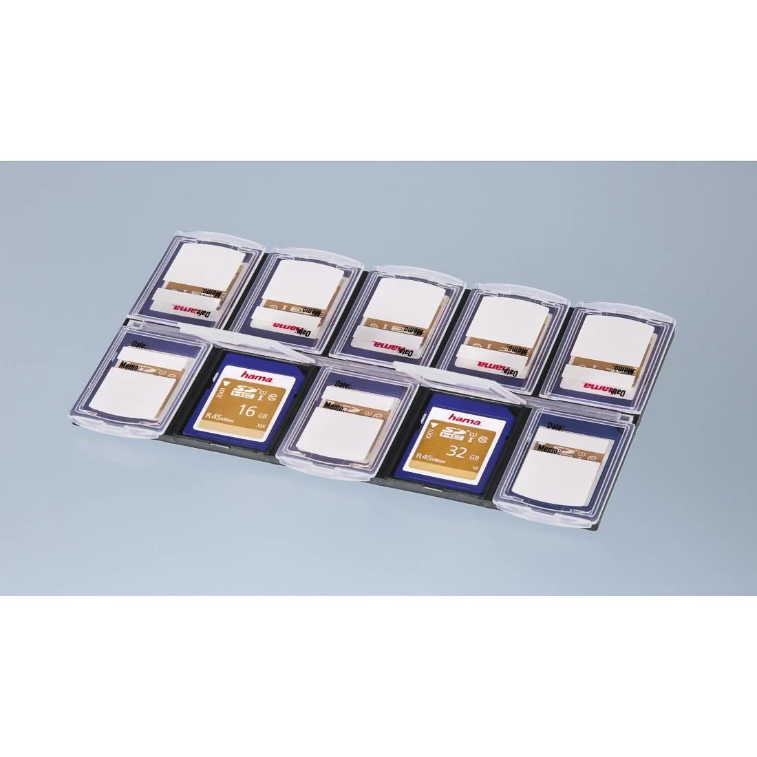 Bild von Hama Memory Card Organizer - Speichertasche - Kapazität: 10 Speicherkarten - Schwarz, durchsichtig (95985)