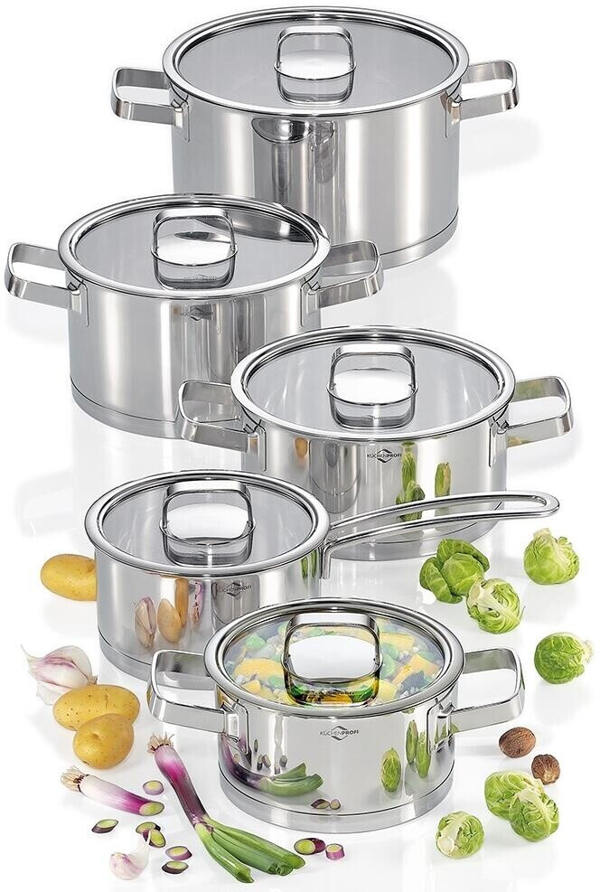 Bild von Küchenprofi SAN REMO Topfset 5-teilig, mit Glasdeckel, für alle Herdarten geeignet (inkl. Induktion), Messskala, wärmeisolierte Griffe, Deckel aus Sicherheitsglas, extra starker Mehrschichtboden