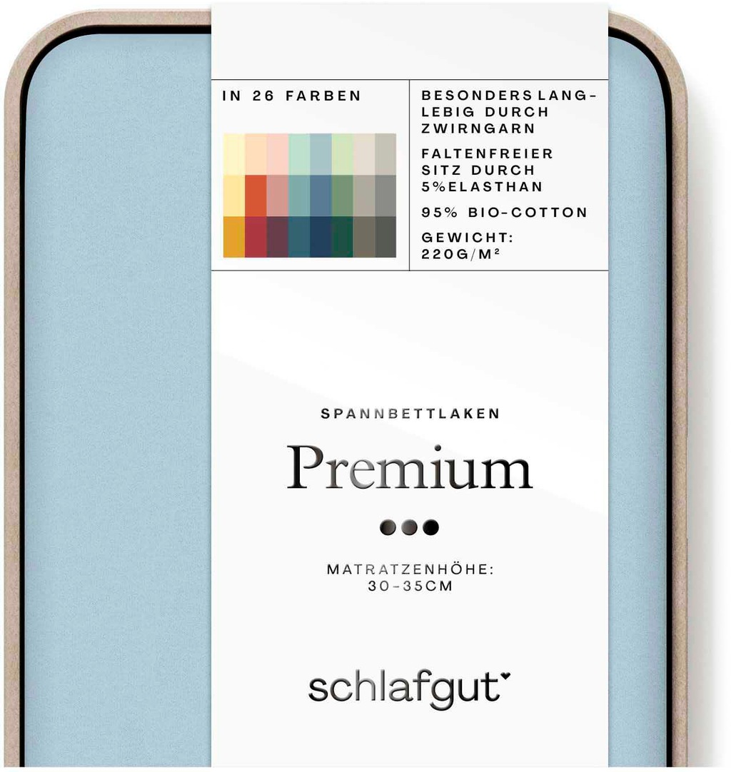 Bild von Schlafgut Spannbettlaken Premium, Mako-Zwirn-Jersey, Gummizug: rundum, (1 Stück), nachhaltige Zero Waste Verpackung