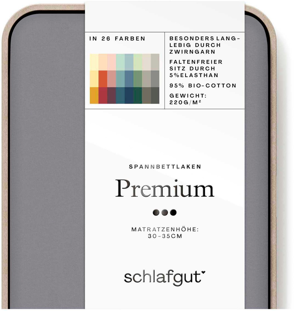 Bild von Schlafgut Spannbettlaken Premium, Mako-Zwirn-Jersey, Gummizug: rundum, (1 Stück), nachhaltige Zero Waste Verpackung
