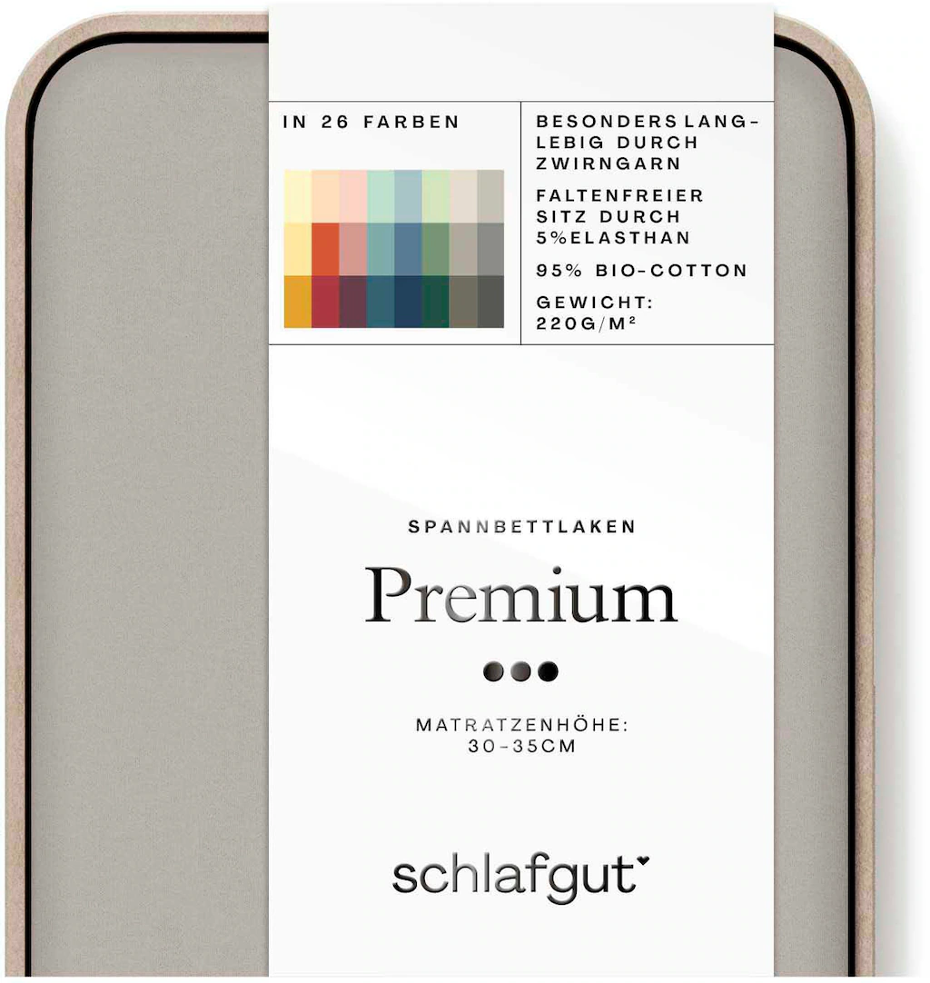 Bild von Schlafgut Spannbettlaken Premium, Mako-Zwirn-Jersey, Gummizug: rundum, (1 Stück), nachhaltige Zero Waste Verpackung