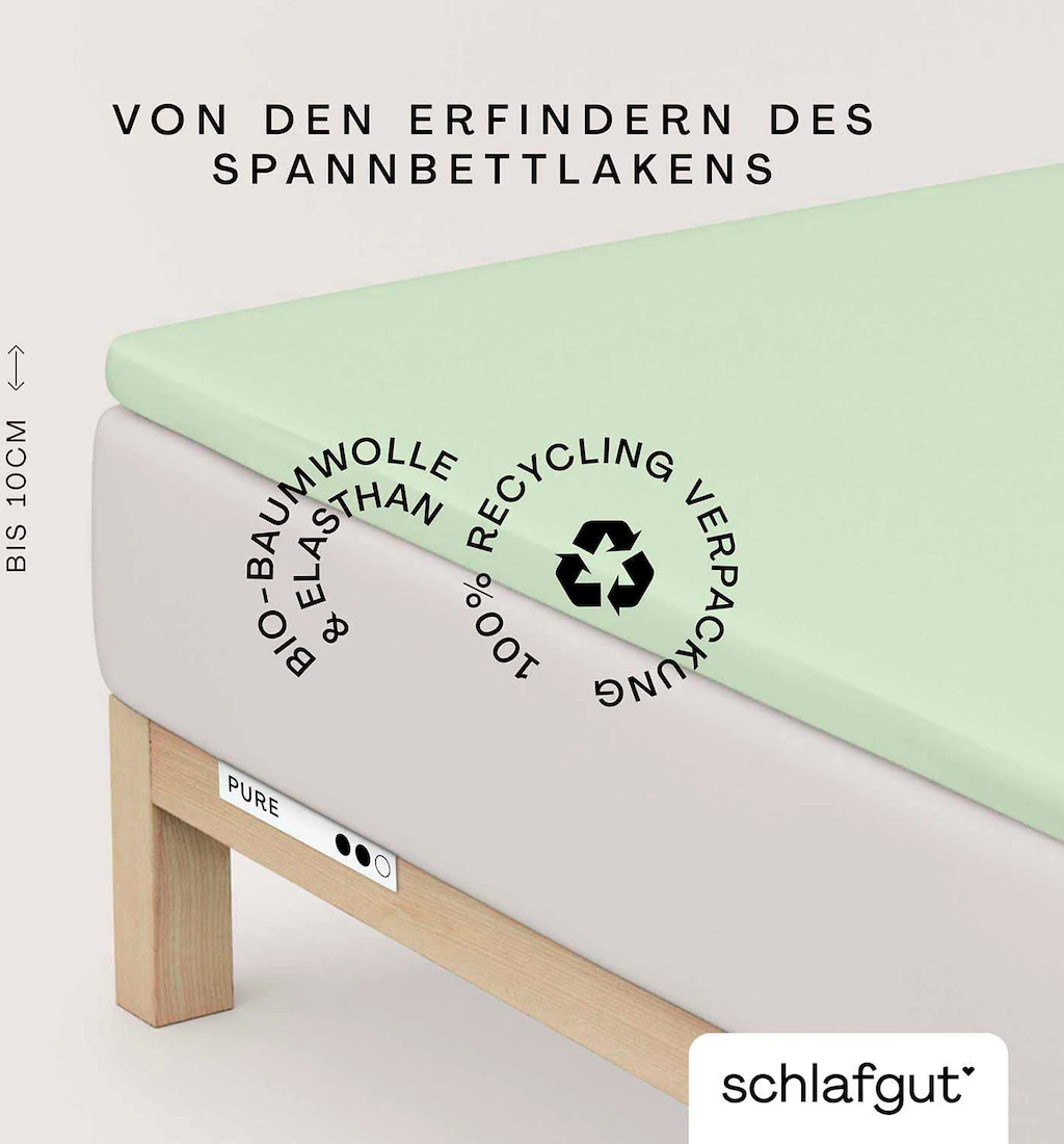 Bild von Schlafgut Spannbettlaken PURE TOPPER in Gr. 90x200, 140x200 oder 180x200 cm, Laken für Topper, Jersey-Elasthan, Gummizug: rundum, (1 Stück), aus 100% Bio-Baumwolle, für Matratzen bis 10 cm Höhe, Bettlaken