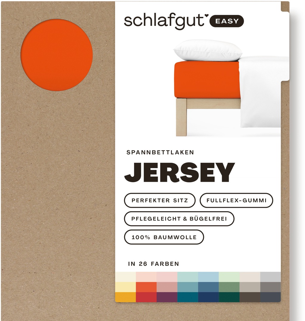 Bild von Schlafgut Spannbettlaken EASY aus 100% Baumwolle, weich & saugfähig, Marken-Bettlaken, Jersey, Gummizug: rundum, (1 Stück), für Matratzen bis 22 cm Höhe, in 90x200, 140x200 oder 180x200 cm