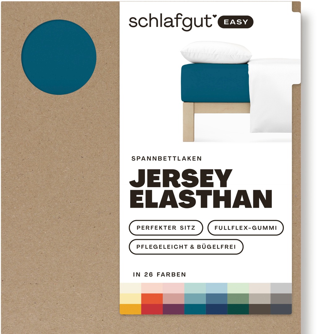 Bild von Schlafgut Easy Jersey Elasthan Spannbettlaken 140x200 bis 160x220 Petrol Deep, Spannbetttuch aus superweicher Baumwolle mit Elasthan