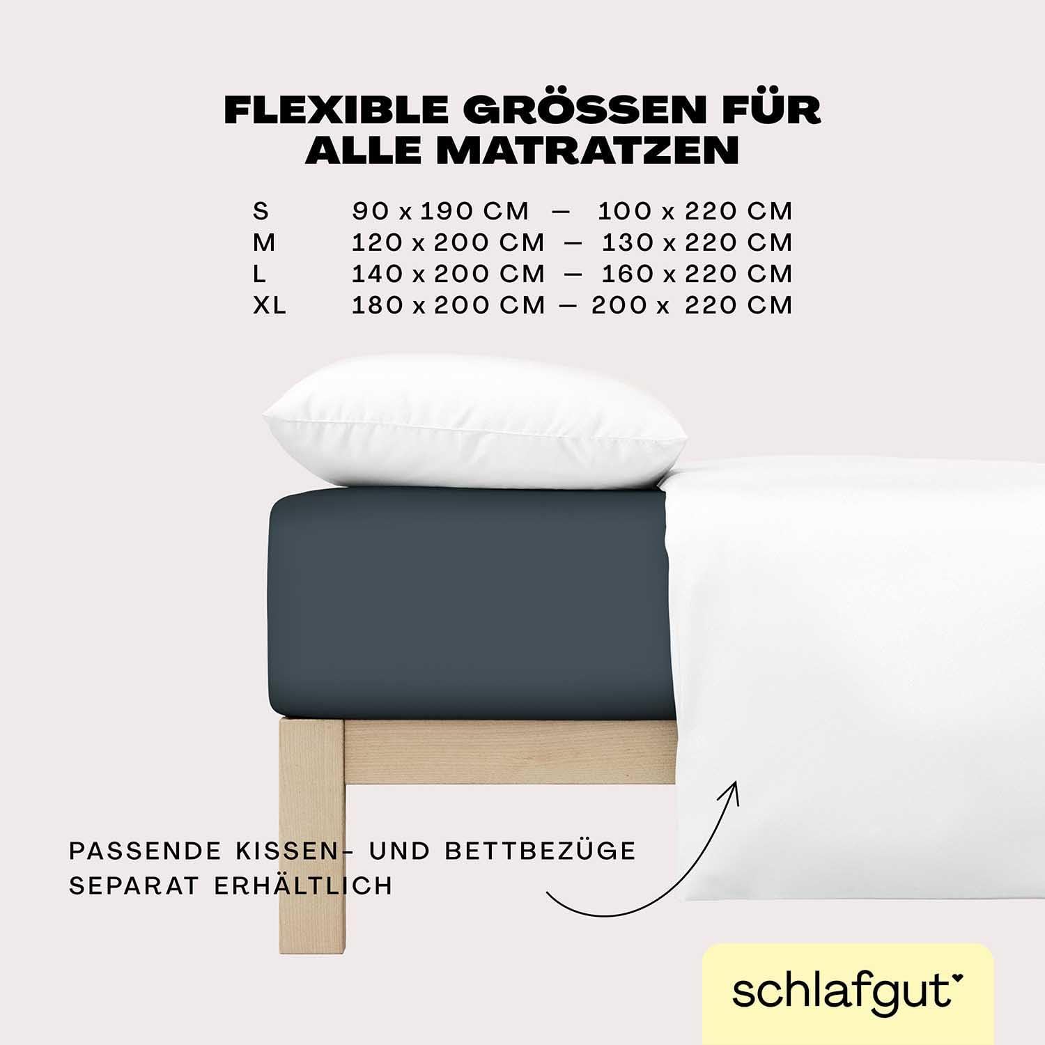Bild von Schlafgut Easy Jersey Elasthan Spannbettlaken 140x200 bis 160x220 Green Mid, Spannbetttuch aus superweicher Baumwolle mit Elasthan