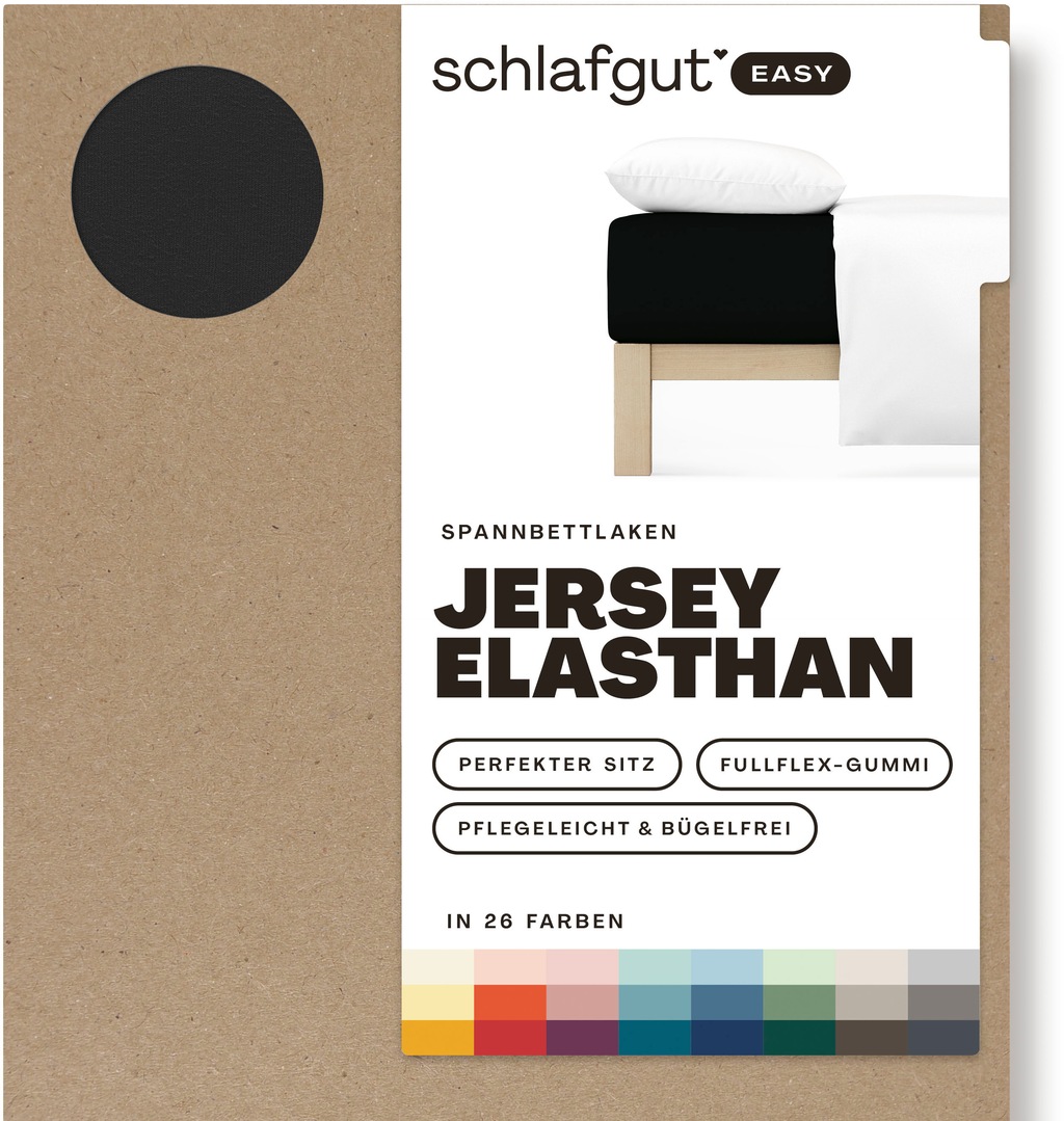 Bild von Schlafgut Easy Jersey Elasthan Spannbettlaken 140x200 bis 160x220 Off-Black, Spannbetttuch aus superweicher Baumwolle mit Elasthan