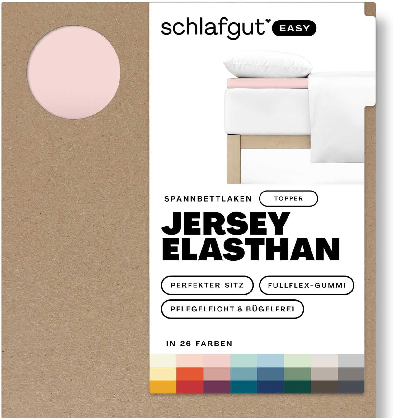 Bild von Schlafgut Easy Jersey Elasthan Topper Spannbettlaken 140x200 bis 160x220 Sand Light, Spannbetttuch aus superweicher Baumwolle mit Elasthan