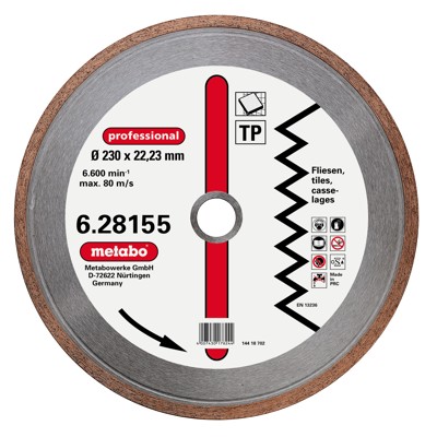Bild von Diamant-Trennscheibe, 230 x 1,7 x 22,23 mm, "professional", "TP", Fliese (628155000)