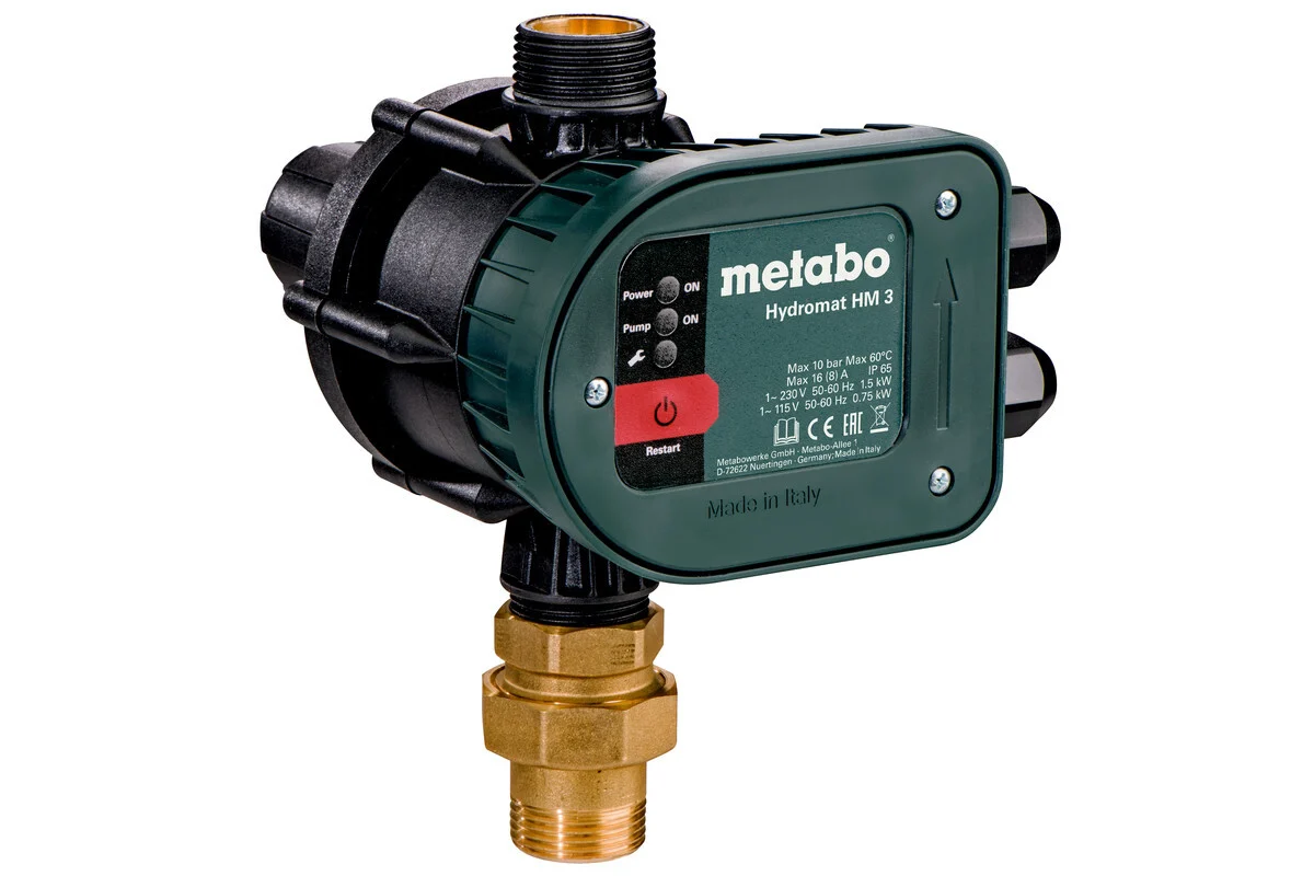 Bild von Metabo HM 3 - Elektronischer Druckschalter mit Trockenlaufschutz – 628799000 – Einschaltdruck ca. 1,5 bar 115/230 V 50/60 Hz IP 65, 16(8) A-1,5 kW Max. 10 bar 0° bis 60° C