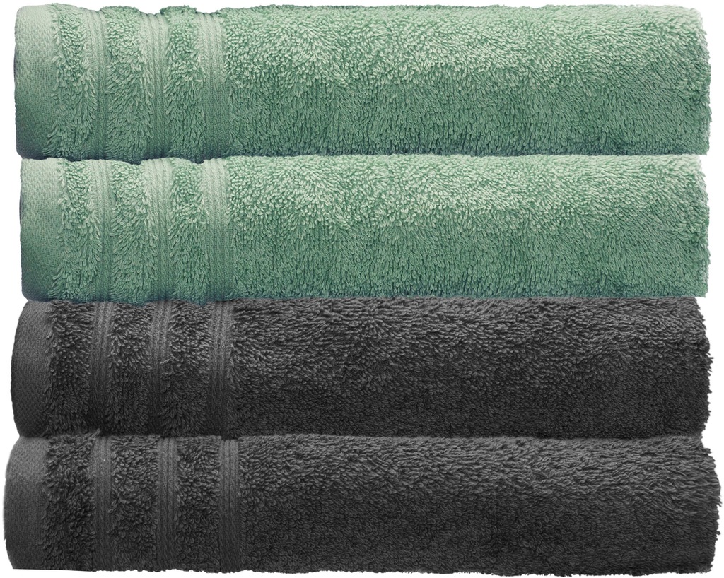 Bild von Kleine Wolke Handtuch Set "Royal", (Set, 4 St., 4 Handtücher 50 x 100 cm (2x maledivia, 2x dunkelgrau), Uni Farben, Handtücher, Duschtücher, mit Bordüre, weich