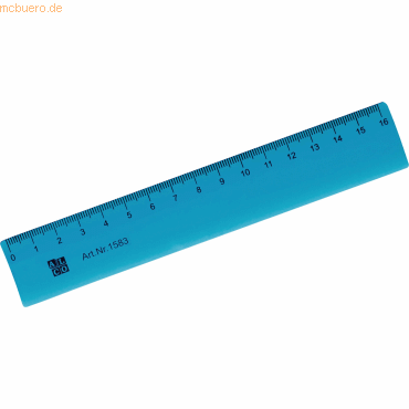 Bild von Alco, Lineal, Kunststofflineal flexibel, 16 cm, blau-transparent (160 mm)