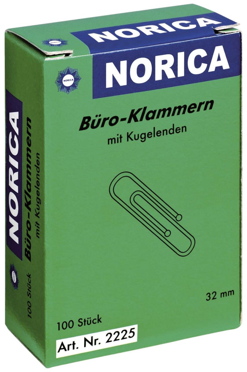 Bild von ALCO-ALBERT 2225 - Briefklammern NORICA mit Kugelenden, 32 mm, Schachtel á 100 Stück, verzinkt