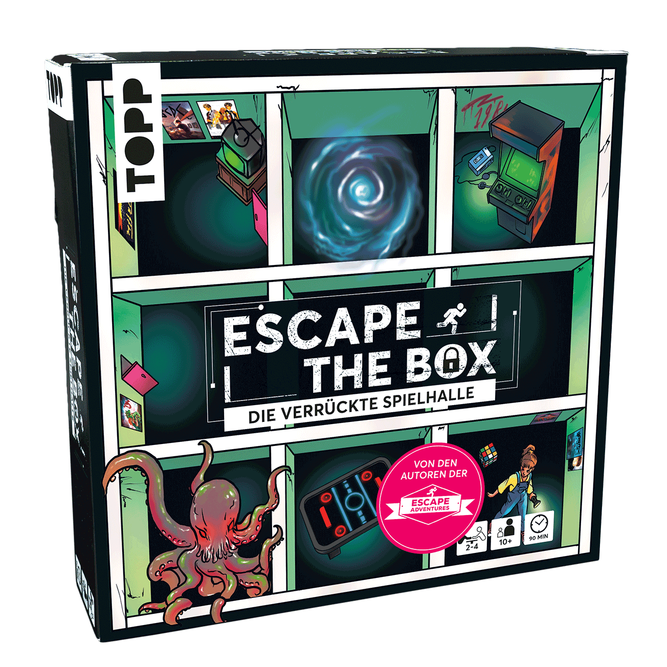 Bild von Escape The Box – Die verrückte Spielhalle: Das ultimative Escape-Room-Erlebnis als Gesellschaftsspiel!: 9 Rätsel-Räume in Einer Schachtel – für 1-4 Spieler – ab 10 Jahren