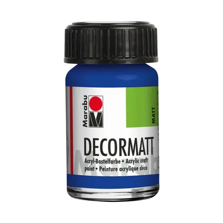 Bild von Marabu 14010039055 - Decormatt Acryl Ultramarinblau dunkel 055, 15 ml, samtmatte Acrylfarbe auf Wasserbasis, cremig und farbintensiv, speichelfest, wetterfest, zum freien Malen und Schablonieren