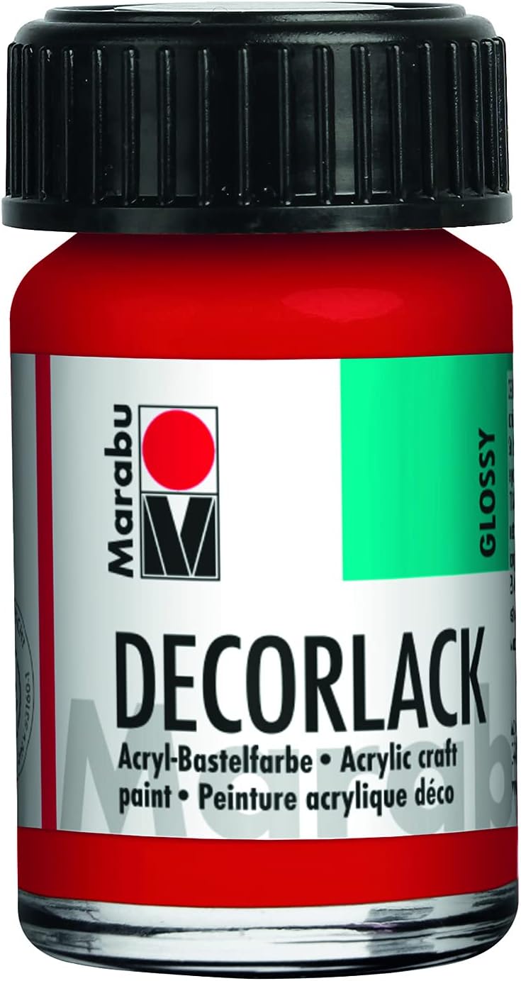Bild von Marabu 11300039230 - Decorlack Acryl Geranie 230, 15 ml, hochglänzender Acryllack auf Wasserbasis, wetterfest, speichelfest, zum Malen, Schablonieren und für Serviettentechnik