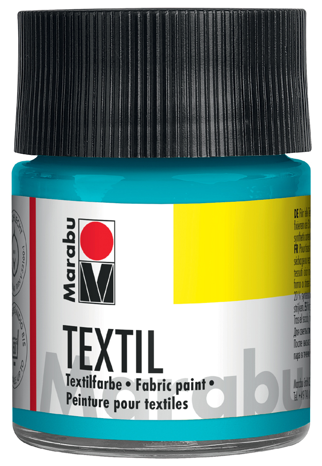 Bild von Marabu 17160005091 - Textil Stoffmalfarbe für helle Stoffe, Karibik 50 ml, Druckfarbe auf Wasserbasis, waschbeständig bis 60°C, Fixierung durch Bügeln o. Backofen