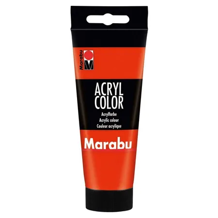 Bild von Marabu 12010050006 - Acryl Color zinnoberrot 100 ml, cremige Acrylfarbe auf Wasserbasis, schnell trocknend, lichtecht, wasserfest, zum Auftragen mit Pinsel und Schwamm auf Leinwand, Papier und Holz