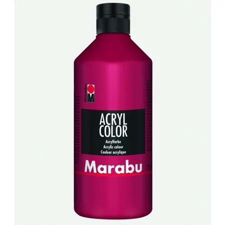 Bild von Marabu 12010075032 - Acryl Color karminrot 500 ml, cremige Acrylfarbe auf Wasserbasis, schnell trocknend, lichtecht, wasserfest, zum Auftragen mit Pinsel und Schwamm auf Leinwand, Papier und Holz