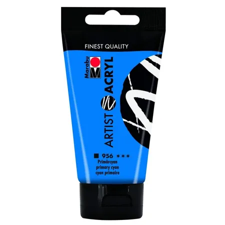 Bild von Marabu 12200002956 - Artist Acryl primärcyan 75 ml, feine Acrylfarbe in Künstlerqualität, auf Wasserbasis, pastose Konsistenz, hoch pigmentiert, sehr gute Brillanz und Deckkraft