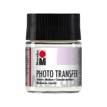 Bild von Marabu 11410005852 - Transparentes Photo Transfer Medium, 50 ml im Glas, auf Wasserbasis, zum Übertragen von Laser-Papierausdrucken auf Holz, Keilrahmen, Glas, Keramik, Metall, Pappmaché und Kerzen