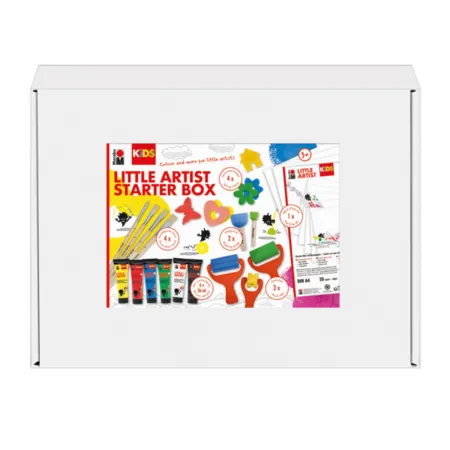 Bild von Marabu 0305000000112 - KiDS Little Artist, Starter Box Set, Mal- und Bastelbox mit Künstlermalfarbe, Bastelpapier, Künstlerpinseln und Schwammstempeln, für Kinder ab 3 Jahre