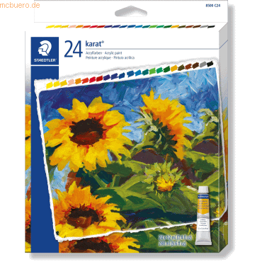 Bild von STAEDTLER 8500 C24 Acrylfarben (hoch pigmentiert, weicher Farbabstrich, leicht mischbar, Künstlerqualität) Kartonetui mit 24 brillanten Farbtuben à 12 ml