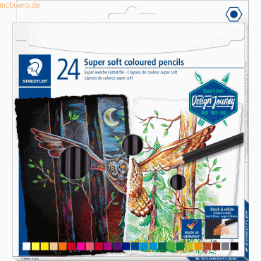 Bild von STAEDTLER Buntstifte Set, super weiche Mine, hohe Deckkraft auf hellem und dunklem Papier, ideal für die Schule, Malbücher und Mandalas, Zeichenset mit 24 Malstiften in leuchtenden Farben, 149C C24