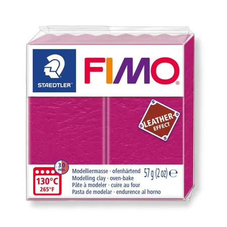 Bild von 6 x Staedtler Modelliermasse Fimo Kunststoff 57g leather-effekt beere