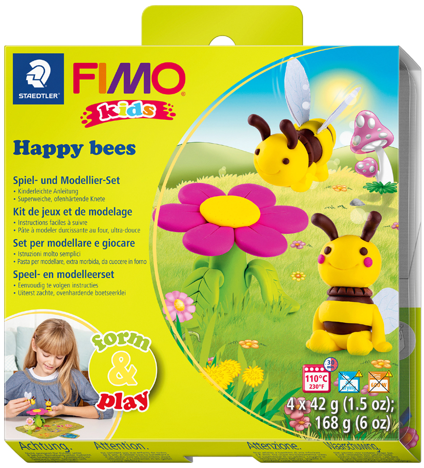 Bild von STAEDTLER FIMO kids form&play “Happy bees”, Ofenhärtende Modelliermasse mit Zubehör, 8034 27 LY
