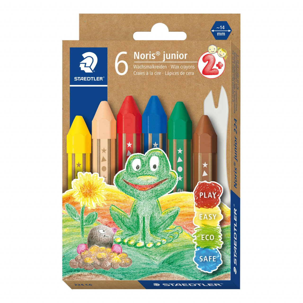 Bild von 6 x Staedtler Wachsmalkreide Noris junior 224 sechskant VE=6 Farben
