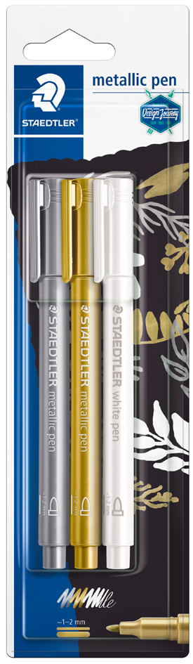 Bild von Staedtler, Marker, Permanent-Marker Metallic, Rundspitze, 3er Blister Strichstärke: 1 (Gold, Silber, Weiss, 2 mm, 3 x)
