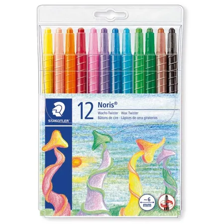 Bild von 12 Wachsmalstifte wasserfest zum rausdrehen Staedtler Noris Twister