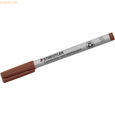 Bild von STAEDTLER Universalstift Lumocolor non-permanent, braun, feucht abwischbar, für fast alle Oberflächen, Linienbreite ca. 0,4 mm, 10 braune Folienstifte im Kartonetui, 311-7